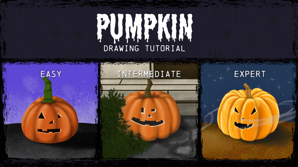 How to draw a pumpkin - 3 levels
