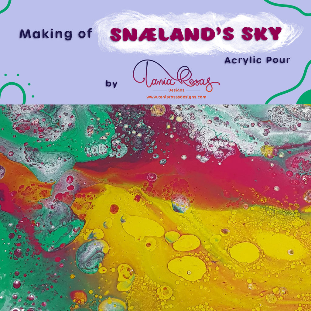 Making of acrylic pouring artwork "Snæland's sky"