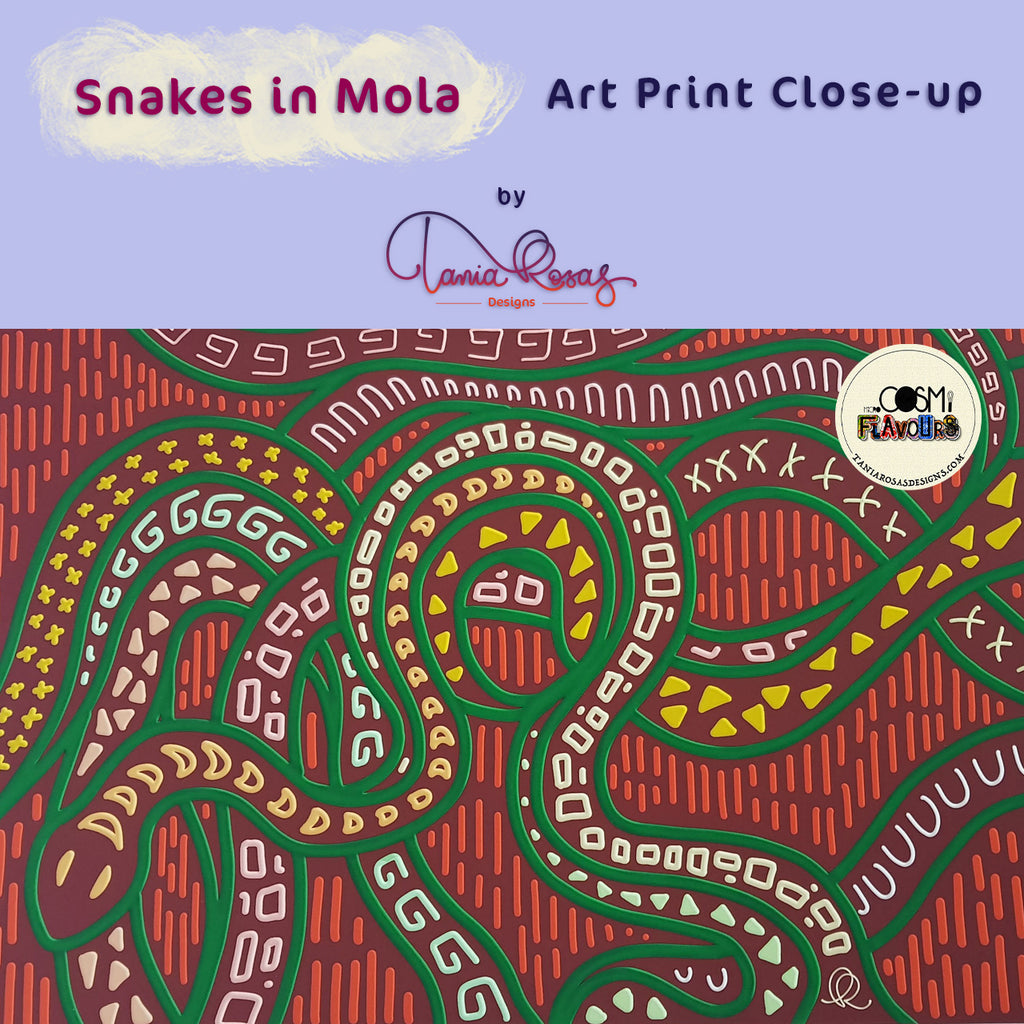 Art Print Close-Up: Snakes in Mola